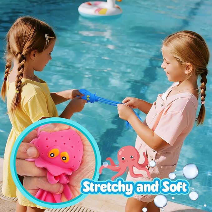6 Pcs Octopus Water Balls Bath Toy, Sensory Stress Relief Floating Pool Beach Bathtub Toy Reusable Water Bomb Splash Balls, Christmas and Easter Goodie Bag Fillers for Baby Toddler Kids
