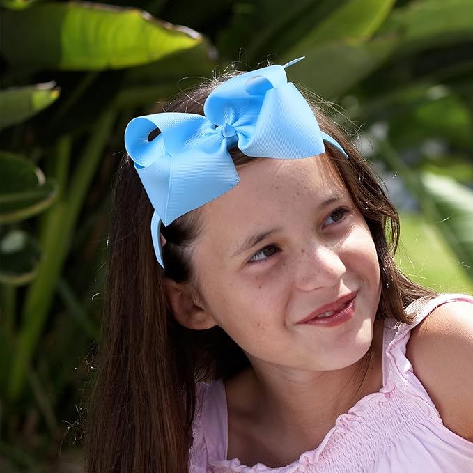 5Inch Hair Bows Headbands for Girls Grosgrain Ribbon Bows Hairbands for Toddler Kids Children Hair Accessories Pack of 8