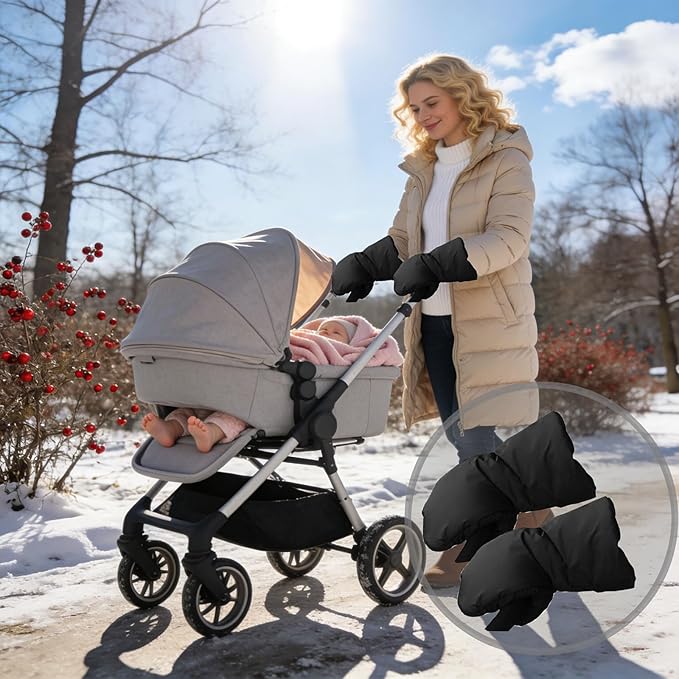 XGOPTS Baby Stroller Gloves Universal Warm Hand Muffs Mittens Winter Waterproof Pram Hand Warmers Thick Pushchair Mittens