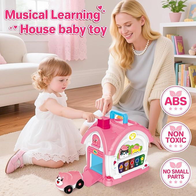 Montessori Toys for 1 Year Old Girl Gift, Musical Learning House with Lights & Sounds, Interactive Musical Toys for Baby Girls 12-18 Months,First 1st Birthday Gifts,Toddler Toy for 1,2,3 Year Old Girl