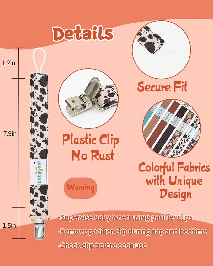babygoal Baby Neutral Pacifier Clips, 8 Pack Binky Paci Holder Clip for Baby Boys and Girls Fits Most Pacifiers and Binkies