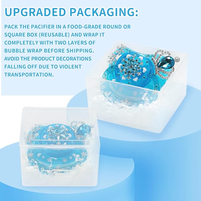 CutiePlusU Adult Sized Pacifier Dummy Crystal DIY Handmade-Blue