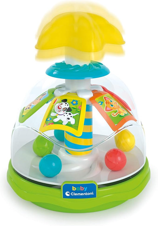 Clementoni Baby Happy Friends Spinning Top Spinning Top for Children with Animals Sensory & Motor Skills Toy for Children from 9-36 Months 17895