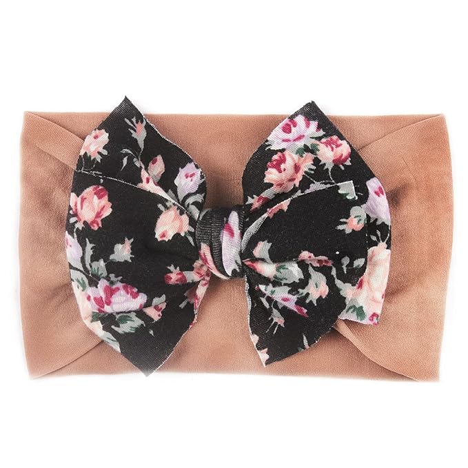 Nishine 6 Pack Cute Toddler Baby Girls Elastic Soft Nylon Headwraps Infant Knot Bow Headband Turban (Pink Set-6pcs)
