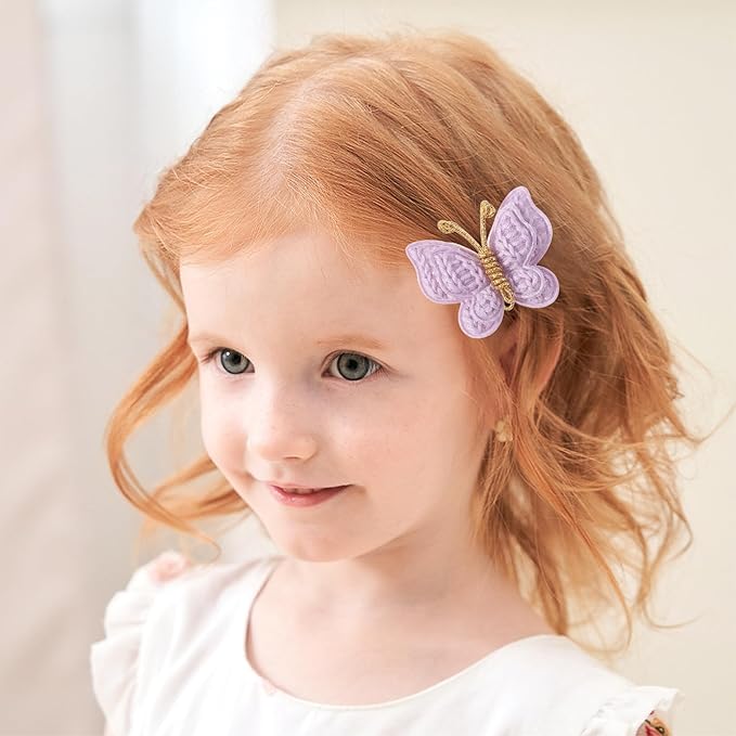 2 Pcs Butterfly Hair Bow Girl, Kid's Cute Hair Clips Barrettes Accessories for Infants Toddlers Baby Kids Fine Hair (Purple)