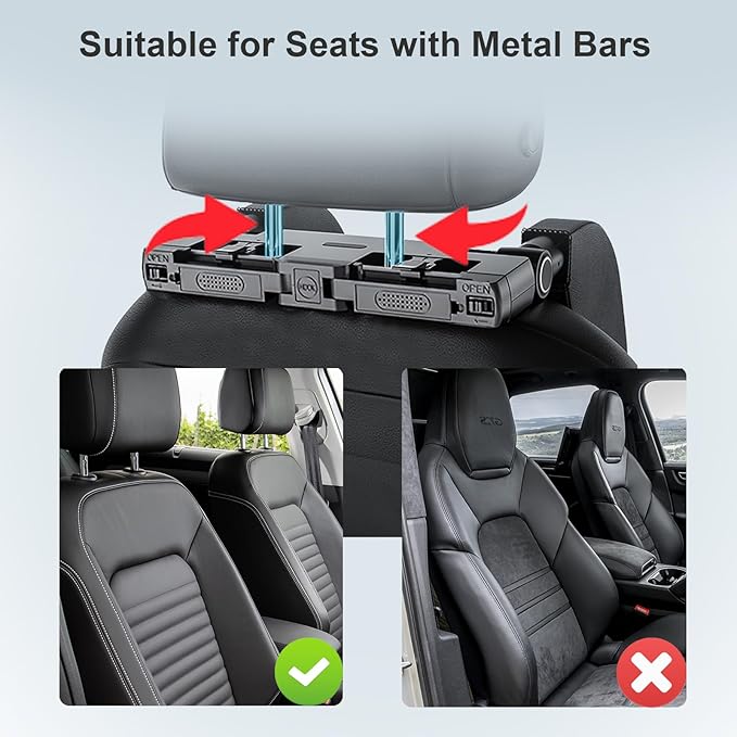 Car Headrest Pillow,Head, Neck Support Pillow,U Shaped Car Sleeping Pillow,180° Adjustable,Improve Head and Neck Posture and Adjust Sleep Position,Suitable for Kids and Adults (Black)