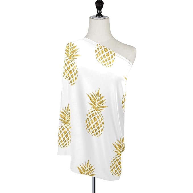 Gold Pineapple Baby Car Seat Covers, Nursing Cover Breastfeeding Scarf Soft Breathable Stretchy Coverage, Infant Stroller Cover for Boys Girls