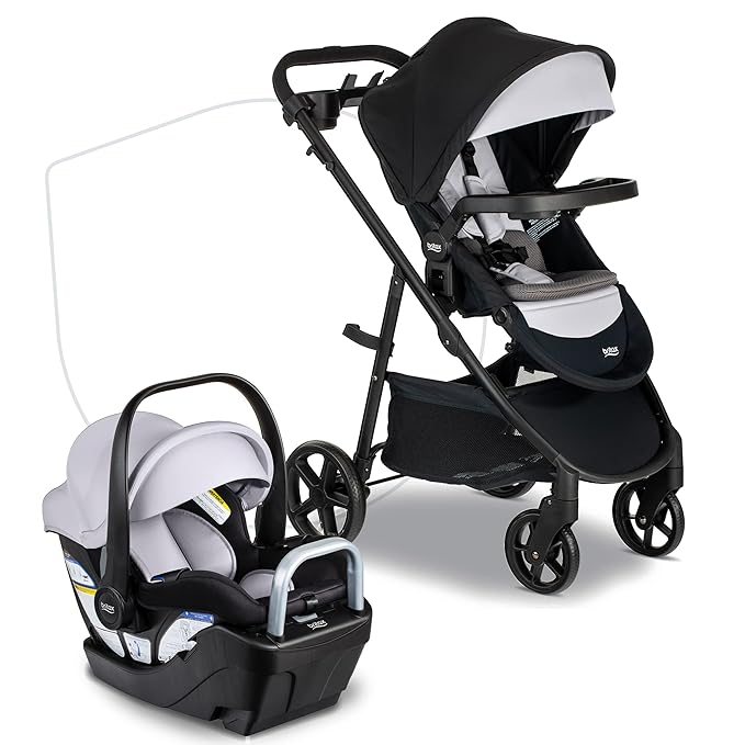 Britax Willow Brook S+ Baby Travel System, Infant Car Seat and Stroller Combo & Alpine™ Infant Car Seat Base with ClickTight®