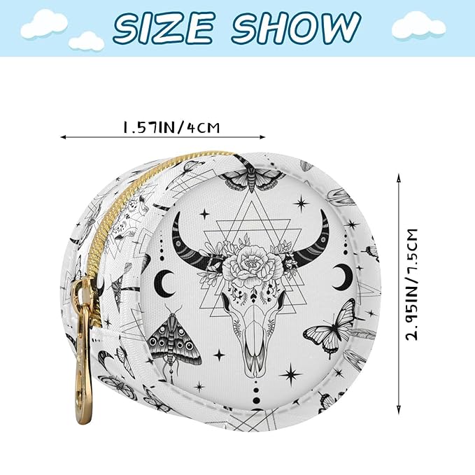 Western Skull Butterfly White Print Pacifier Holder Case for Diaper Bag Portable Travel Pacifier Storage Case with Clip Newborn Baby Pouch for Baby Boys Girls Purse Outdoor