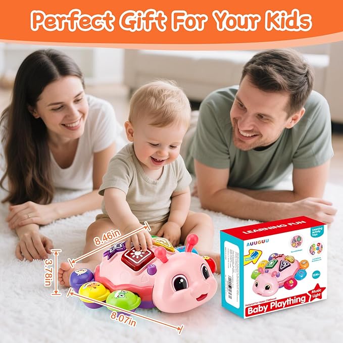Baby Toys 6-12 Months, Crawling Musical Baby Toy with Obstacle Avoidance, Lights & Music, Interactive Tummy Time Learning Toy with Animal Sounds, English Spanish Developmental Gift for Boys & Girls