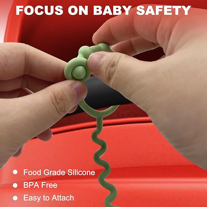 Toy Straps, Silicone Toy Straps for Stroller, Toy Safety Straps for Toy, Sippy Cup Straps, Adjustable Toy Holder for Stroller, High Chair - BPA Free (Gray)
