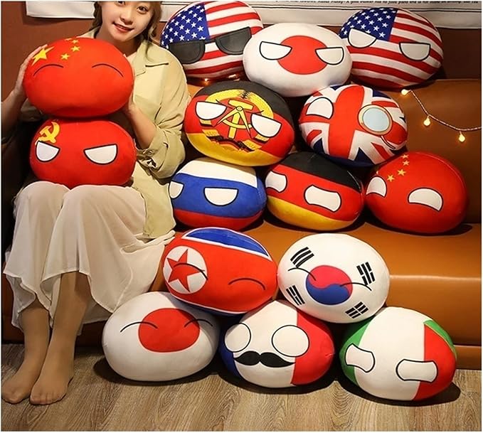 10/30/40cm Country Ball Decorate Polish Ball Plush Country Ball USA France UK Japan Germany Italy Decor (Color : 2, Size : 30CM)
