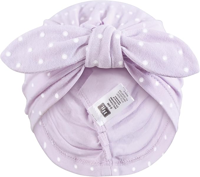 Hudson Baby Infant Girls Turban Cotton Headwraps, 0-24 Months