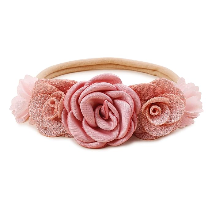 cherrboll Baby Girl Headbands and Socks Set, 3Pcs Soft Floral Hairbands Hair Bows Knit Socks for Newborn Infants Toddlers Photography Props Gifts