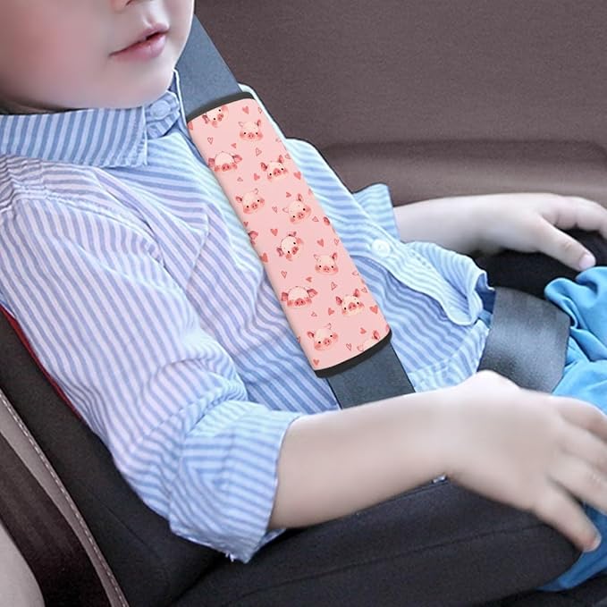 Biyejit Pink Pigs Car Seat Belt Covers for Boys Girls, 2 Pack Carseat Shoulder Padding, Soft Car Seat Neck Cover, Car Seat Straps Shoulder Pads, Mermaid Stroller Strap Cover for Baby Kids