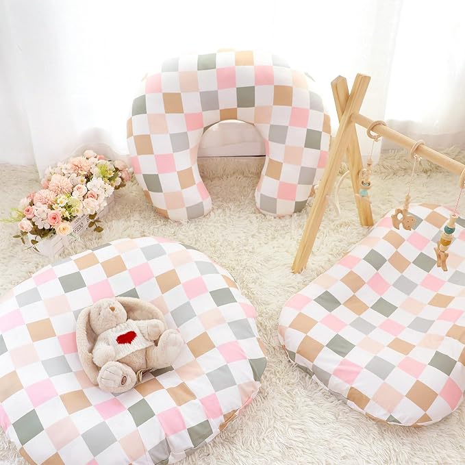 DILIMI Baby Lounger Cover for Boys and Girls, Removable Cover Ultra Soft Comfortable Lounger Slipcover, Colorful Checkerboard (Lounger not Included)