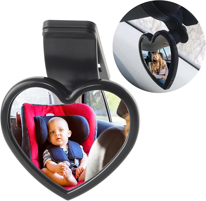 Baby Car Mirror Rear Facing,Convex Rear View Baby Mirrors for Cars,Automotive Interior 360 Degrees Adjustable Love Mirrors to See Kids,Babies,Infants and Newborn(Clip on Install)