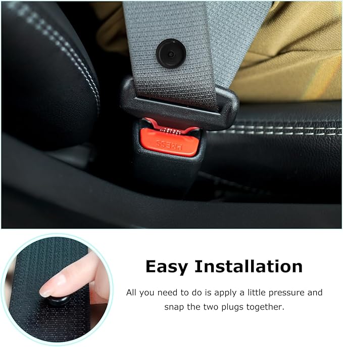 10 Sets Seat Belt Button Stop, Plastic Car Safety Belt Stopper Prevent Buckle from Sliding Down, No Welding Required Snap-on Seatbelt Stop Clips for Cars Trucks Motorcycles (Black)