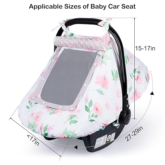 Unicorn Castle Baby Car Seat Cover Infant Car Seat Covers for Babies Breathable Car Seat Canopy Mesh Window Carseat Cover for Four Seasons Newborn
