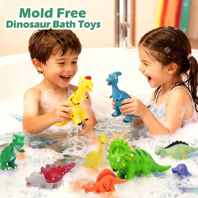 No Hole Dinosaur Bath Toys: Mold Free Bathtub Toys for Toddler Kids