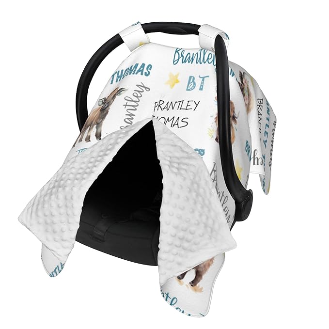 Custom Baby Car Seat Canopy Personalized Car Seat Covers with Name for Baby Boys Girls Customized Buffalo Nursing Breastfeeding Cover Infant Carseat Canopies Newborn Minky Baby Blanket
