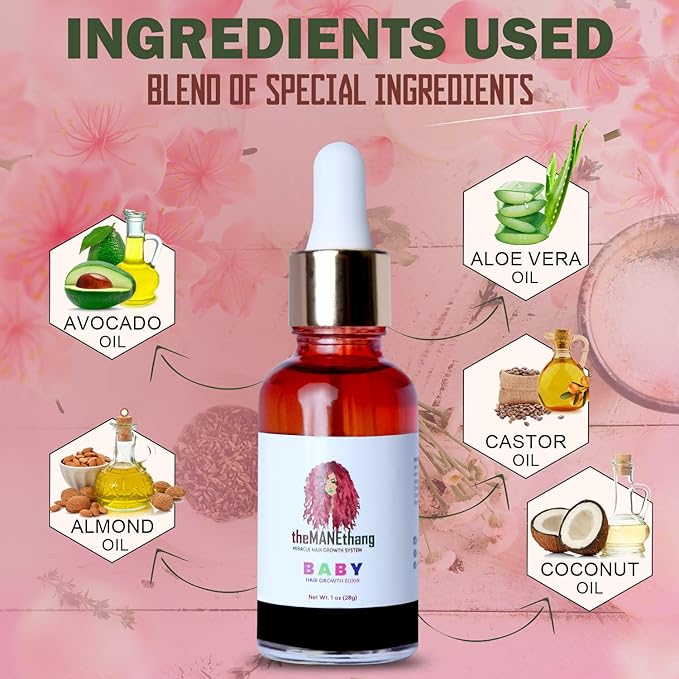 Baby Hair Growth Oil - Organic Newborn Oil with Coconut, Olive, Castor, and Tea Tree Oils