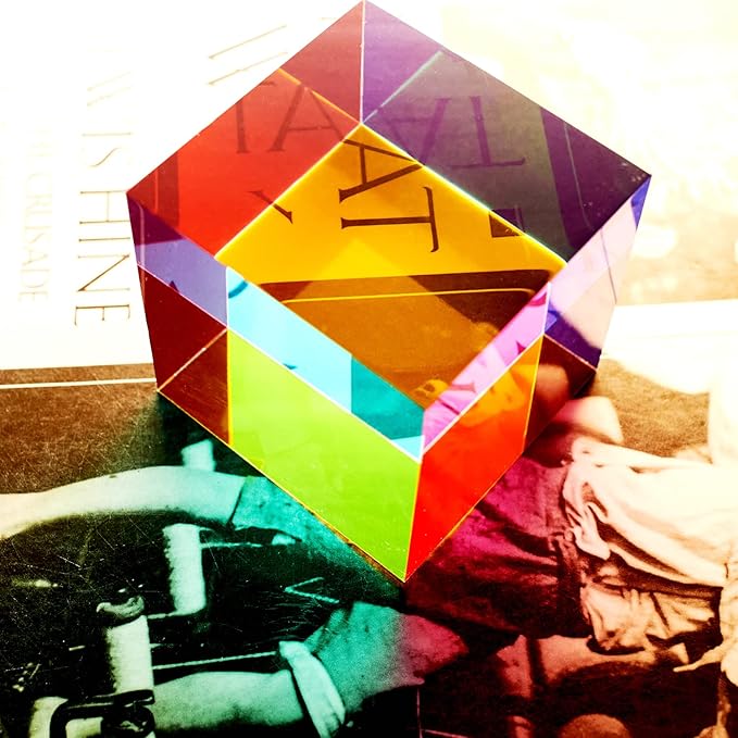 CMY Colorful Cube, 3.15 inch (80mm) Acrylic Mixing Color Cube Prism for Physics Education Learning and Office Desktop Decor, Scientific Toys and Gifts for Kids