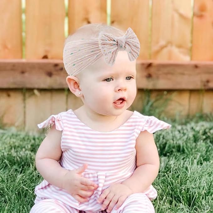 KIDOCHEESE Baby Girls Headbands with Bows Elastics Nylon Hair Bows Hairbands Hair Accessories for Newborn Infant Toddlers Kids