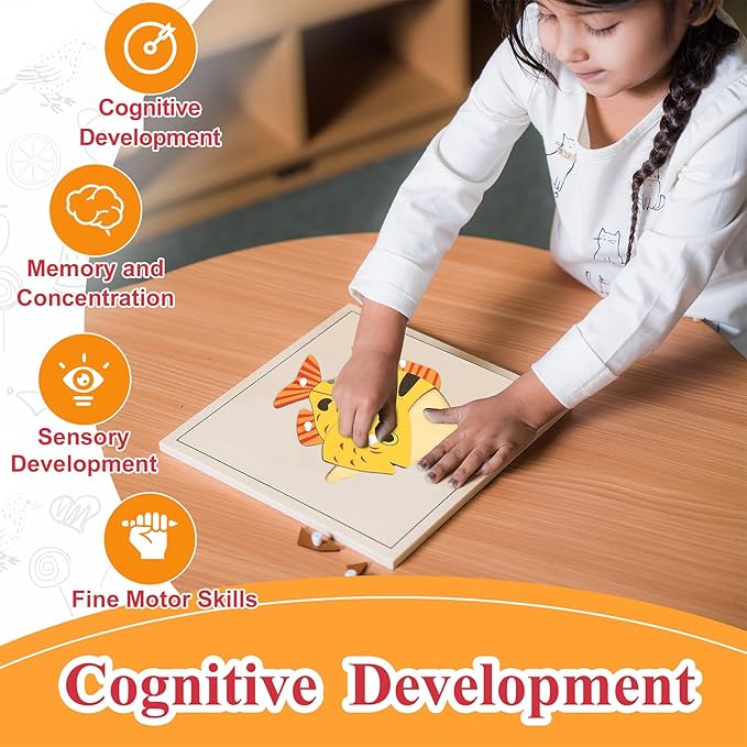 Montessori Outlet Fish Puzzle for Children 3-6 Years Montessori Education at School and Home