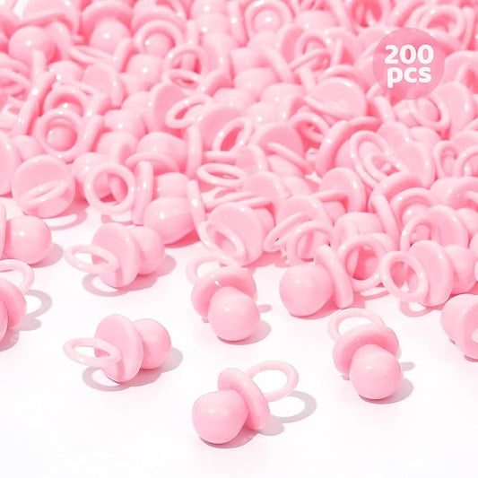 200 Mini Pacifiers Baby Shower Game Girl, 0.86’’ Plastic Pacifiers Baby Shower Game, Bulk Baby Shower Pacifiers for Gender Reveal Baby Shower Decoration DIY, Table Scatter, Baby Shower Favors (Pink)