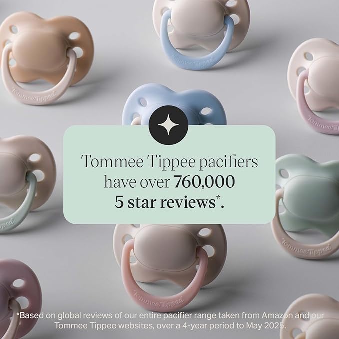 Tommee Tippee Ultimate Fit Newborn Pacifiers, 0-2 Months, Extra Air Holes, Symmetrical Nipple and Shield, 100% BPA Free Silicone, Dishwasher & Sterilizer Safe, Pale Plum and Cotton Candy, Pack of 4