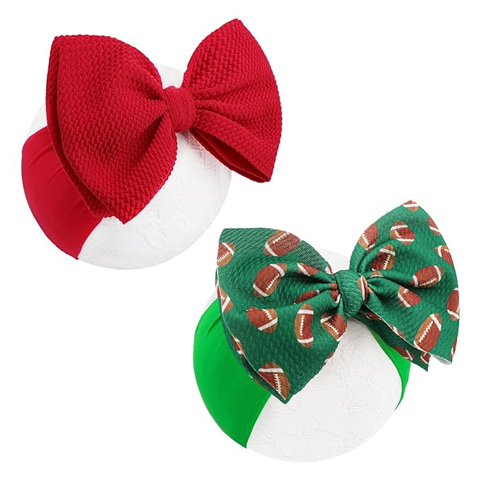 Baby Girl Football Headbands Hair Bows Super Bowl Girls Outfits Hair Accessories for Newborn Infant Toddler Baby Girl Football Outfit