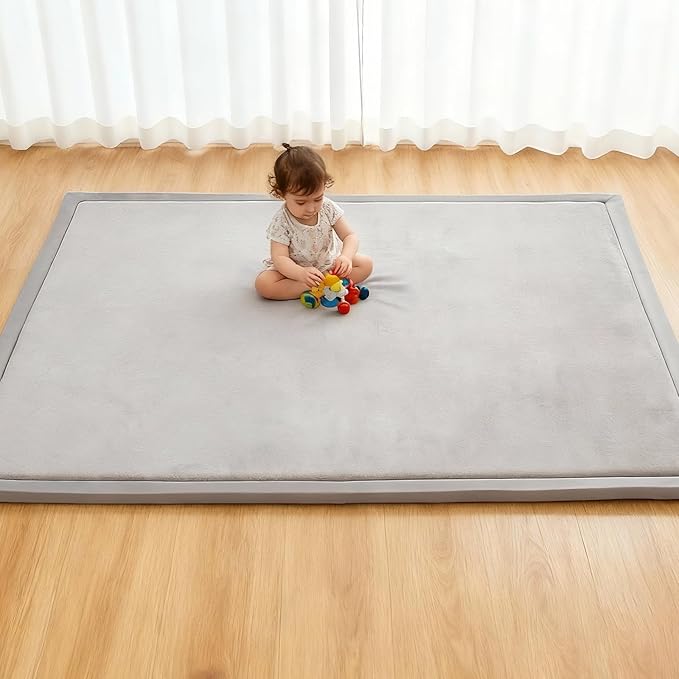 RONGFA Baby Play Mat for Floor,1.3" Thick Elasti-Foam Playpen Mat for Tummy Time, Easy Care with Non-Slip Cushioned for Infant,Kids and Toddler Crawling