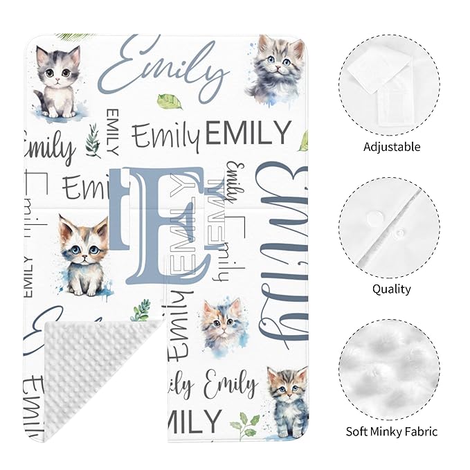 Personalized Baby Car Seat Canopy with Name Custom Minky Cat Car Seat Covers Nursing Cover for Breastfeeding Multi-Use Cover Infant Carrier Carseat Winter Cover for Newborn Girls Boys