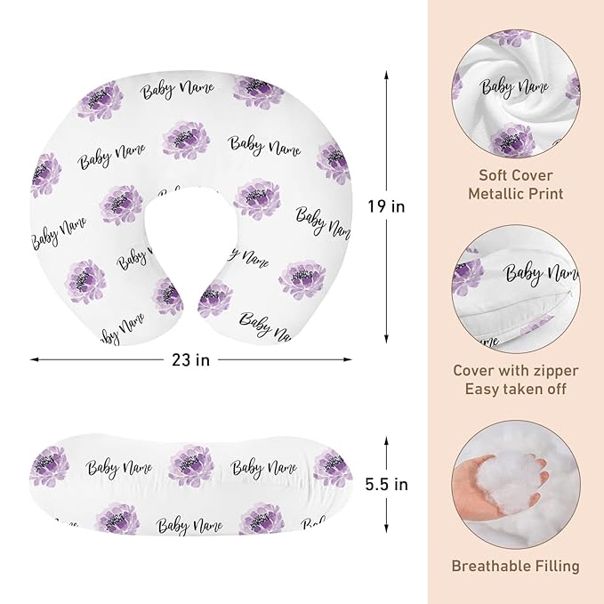 Custom Name Car Seat Canopy - Baby Car Seat Covers, Purple Flower Print Infant Stroller Cover, Carseat Canopy Christmas Birthday Gifts for Girls and Boys(27"x29")