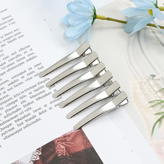 Cinaci 50 Pack 5cm/2" Small Solid Silver DIY Plain Metal Duckbill Alligator Hair Clips Barrettes Hairgrips for Women Baby Girls Toddlers Kids Hair Accessories