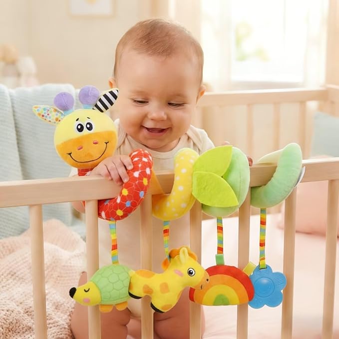 Multi-Use Baby Spiral Activity Toy – Spiral carseat Toy for Car Seat, Stroller,Play Gym, Keeps Baby Quiet, Easy Travel Solution