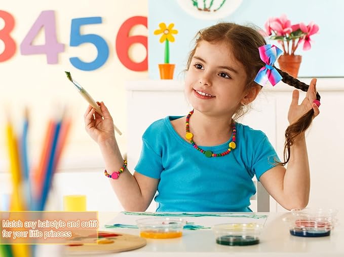 12 Pcs 5 Inch Hair Bows for Girls,Colorful Rainbow Heart Girls Hair Bows Grosgrain Ribbon Hair Bow With Alligator Clips for Toddlers Little Girl Children Kids Teens