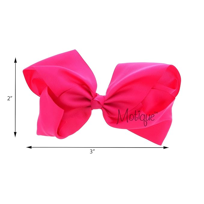 3 Inch Grosgrain Bow for Little Girls- Set of 2 (Hot Pink)