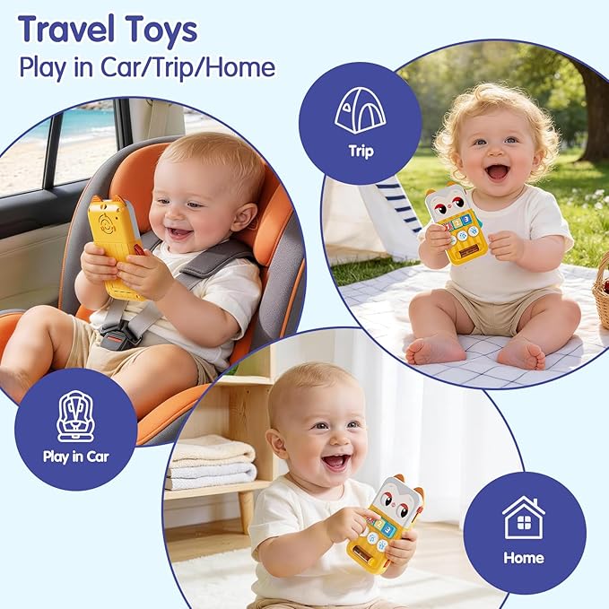 HOLA Toys for 1 Year Old Boys & Girls, Owl Phone Baby Toys 6-12 Months, Learning/Soothing Mode Musical Infant Toy with Lullabies, Fine Motor Skills Sensory Toy for Travel, Easter Basket Stuffers