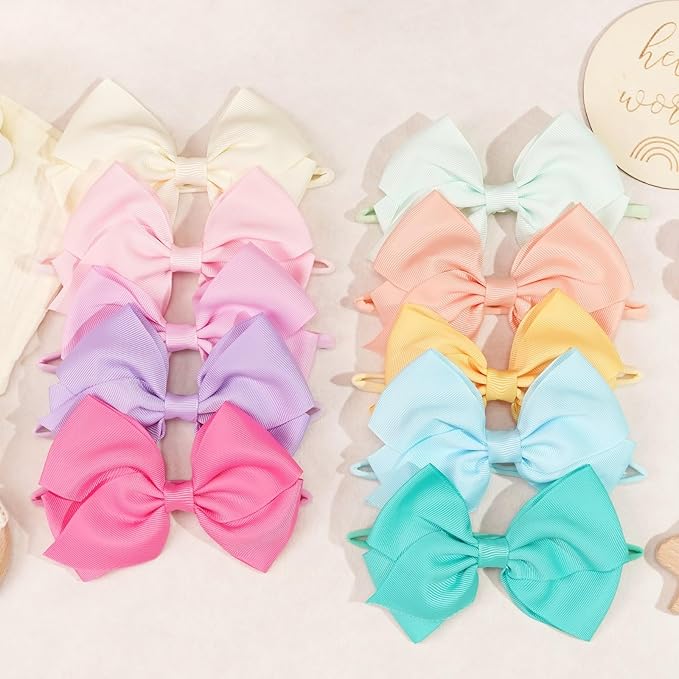 CÉLLOT 30 Colors Baby Bow Headbands 5" Hair Bows Super Soft Nylon Headbands for Baby Girls Infants preemie and Newborn Kids Hair Accessories