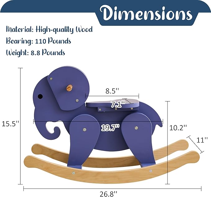 Belleur Rocking Horse for Kids 1-3 Years Old, Premium Wooden Rocking Toy for Toddlers for Indoor & Outdoor Activities, Baby Horse Riding Toy for Birthday & Visit Gifts