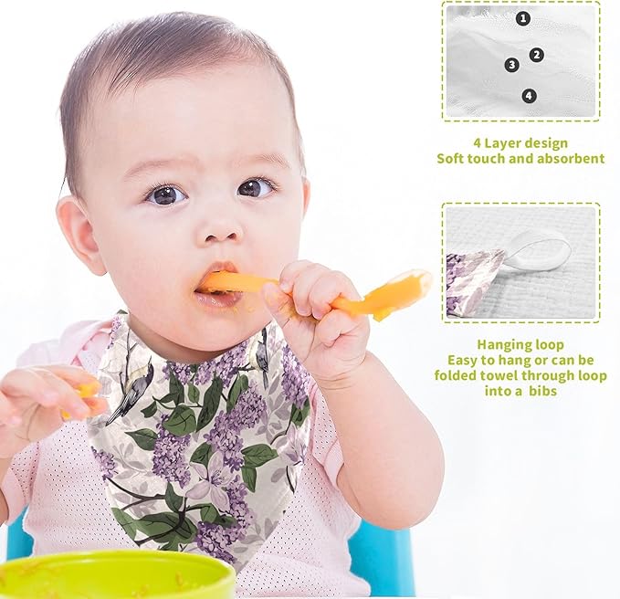 vvfelixl Bloom Lilac Magno Baby Burp Cloths Baby Muslin Washcloths for Boys Girls Cotton Babys Face Towel for Newborn Infants Soft and Absorbent 11.8 X 11.8 in, 5 Pack