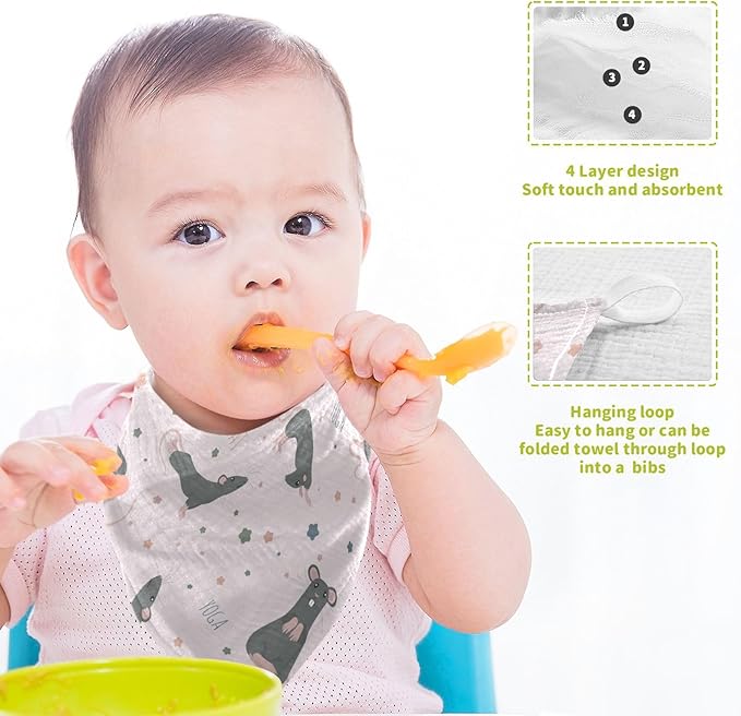 vvfelixl Baby Muslin Washcloths Rat Yoga Poses Baby Burp Cloths Cotton Baby Face Towel for Newborn Infants Boys Girls Soft and Absorbent 11.8 X 11.8 in, 3 Pack