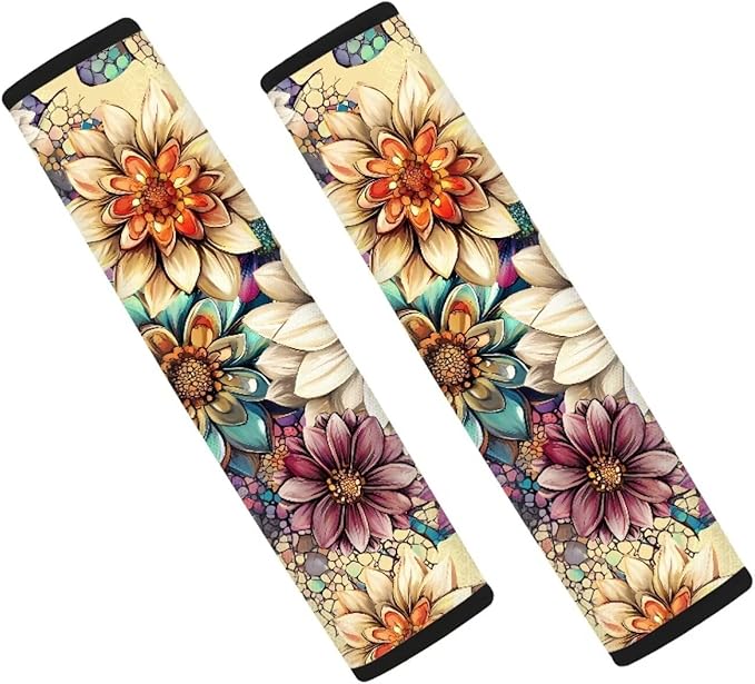Hippie Lotus Car Seat Shoulder Strap Pads Universal Safety Strap Cover for Auto SUV Truck Airplane Backpack Carseat Straps Covers Auto Seat Belt Cushion Pads Car Interior Accessories