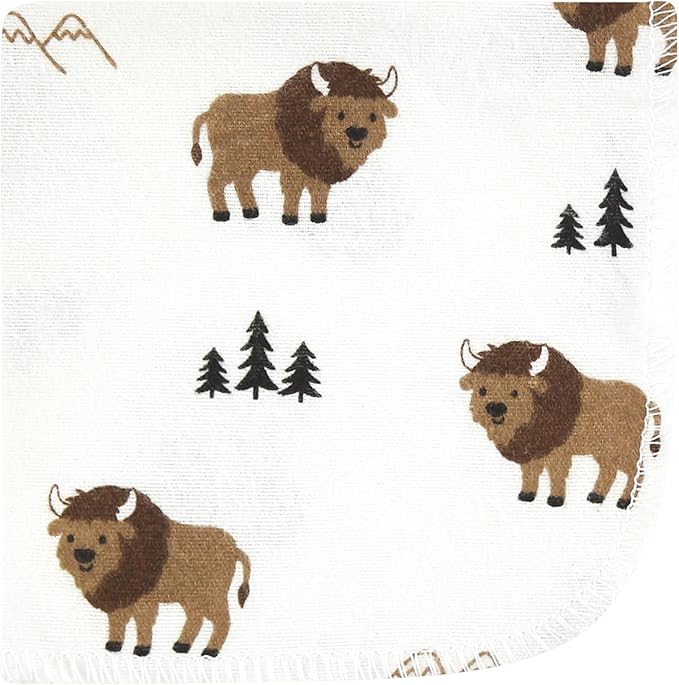 Hudson Baby Unisex Baby Flannel Cotton Washcloths, Wild Buffalo 12 Pack, One Size