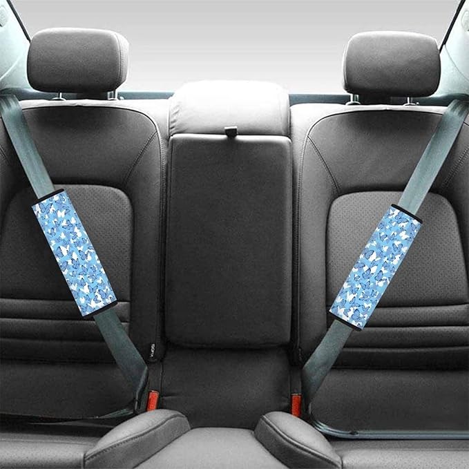 Car Seat Shoulder Strap Pads White Seat Belt Covers Blue Butterfly Seat Belt Shoulder Strap Pad Seat Belt Covers for Women Seat Belt Covers for Adults 4 Pack Seat Belt Cover Car Accessories