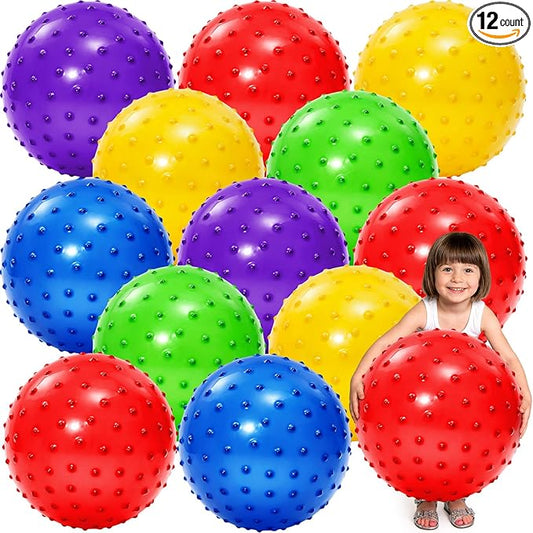 Jerify Knobby Balls Bouncy Spiky Sensory Ball Bulk Soft Inflatable Massage Stress Plastic Toy for School Party Play Indoor Outdoor