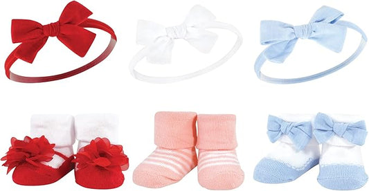 Hudson Baby Girl's Headband and Socks Giftset