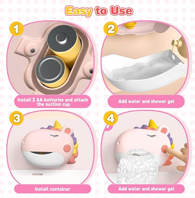 Bath Toys, Bath Bubble Machine Toddler Bath Toys for Kids Ages 1-3 4-8, Interactive Bathtub Shower Water Toys Bubble Maker with Music Christmas Birthday Gifts for Boys Girls